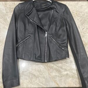 Black leather moto jacket